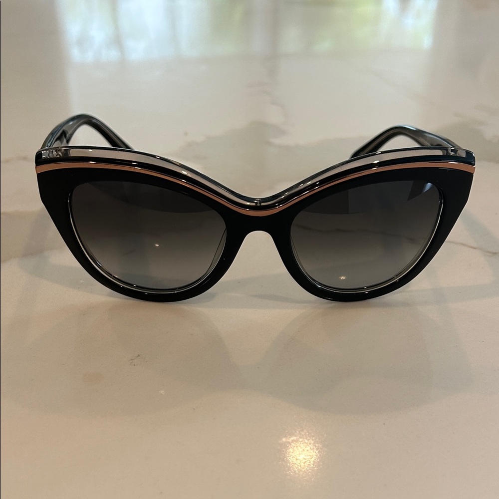 Kate Spade Black Cat-Eye Sunglasses with Rose Gold Accent
